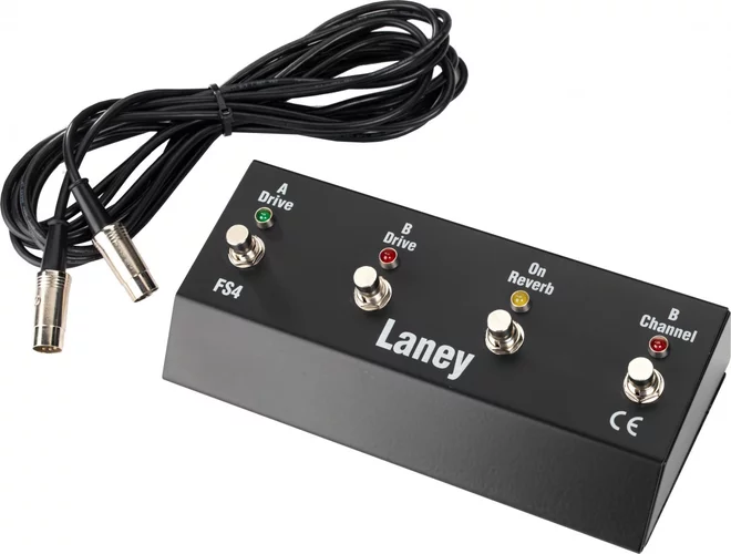 Laney footswitch: FS4 (for IRT, VH, NEXUS-SL/SLS), 4 switches, led status lights, removable lead
