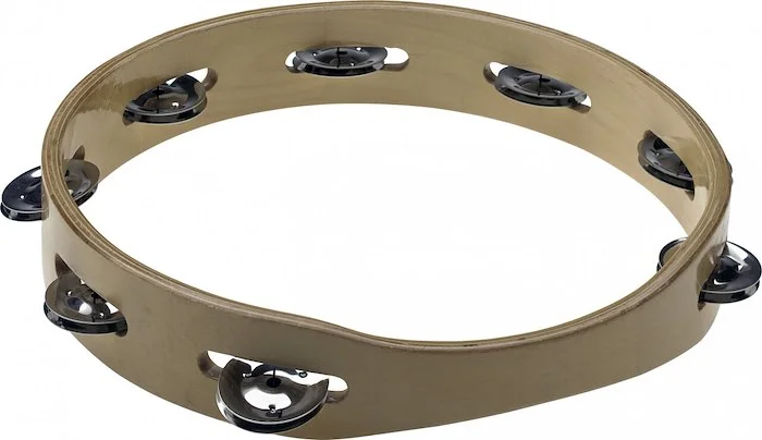 10" headless wooden tambourine with 1 row of jingles