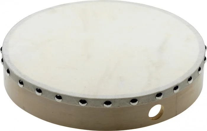 10" pre-tuned wooden hand drum with rivetted skin