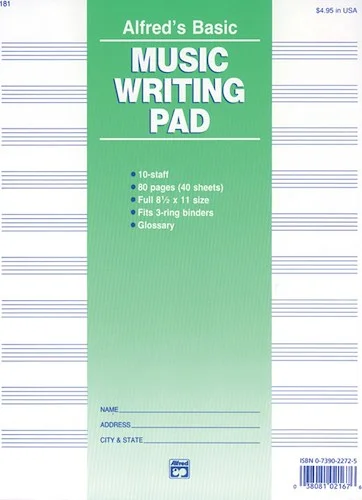 10 Stave Music Writing Pad (8 1/2" x 11")
