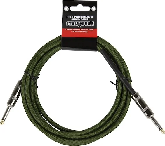  10ft Instrument Cable, 6mm Woven - Military Green