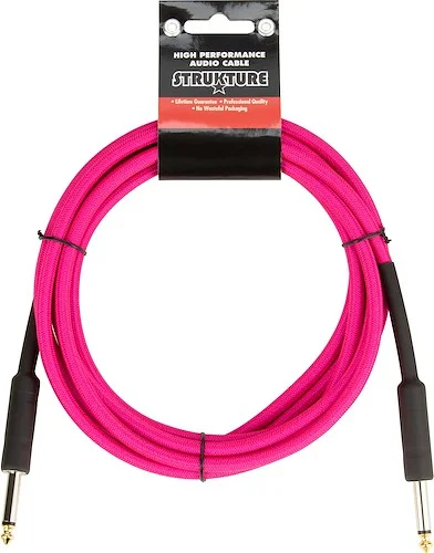  10ft Instrument Cable, 6mm Woven - Neon Pink