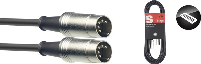 MIDI cable, DIN/DIN (m/m), 10 m (33'), metal connectors