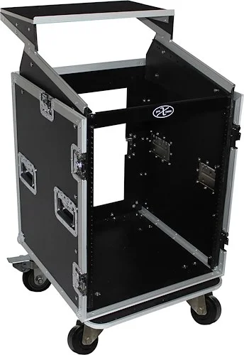 14U Rack x 10U Top Mixer DJ Combo Flight Case w/Laptop Shelf