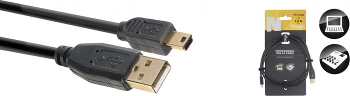 USB 2.0 cable, USB A/mini USB B (m/m), 1.5 m (5')