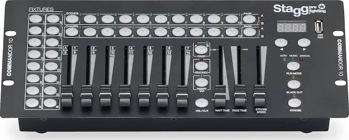 16-fixture DMX light controller with 14 channels per fixture