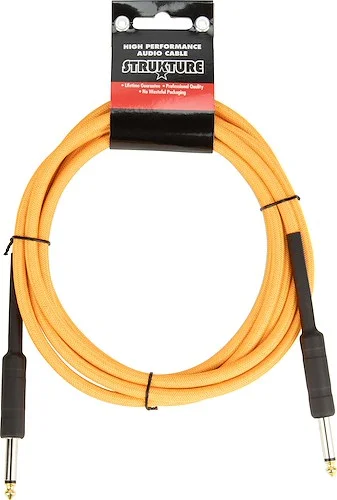  18.6ft Instrument Cable, 6mm Woven - Neon Orange