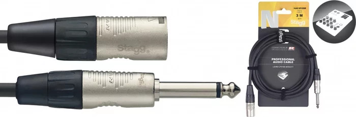 N series audio cable, jack/XLR (m/m), mono, 1 m (3')