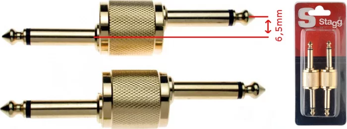 2x Male jack-plug/ male jack-hook adaptor in blister packaging