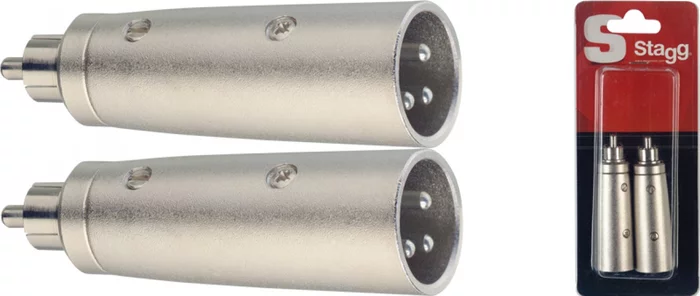2 x Male XLR/ male RCA adaptor in blister packaging Image