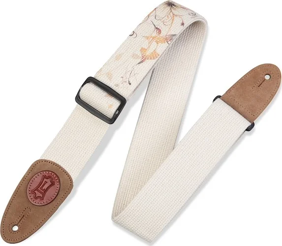 2” Natural cotton guitar strap with hummingbird motif
