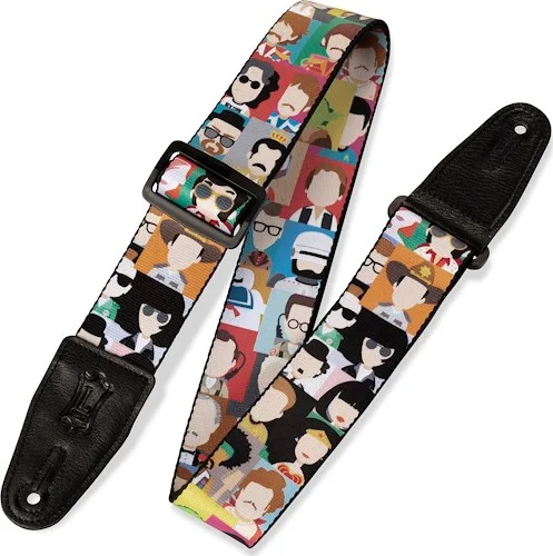 2” polyester guitar strap with Pop Art Icons motif
