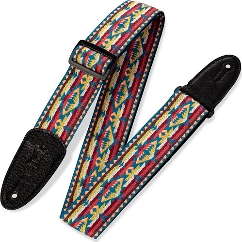 2” woven guitar strap with Western - Red & Yellow motif