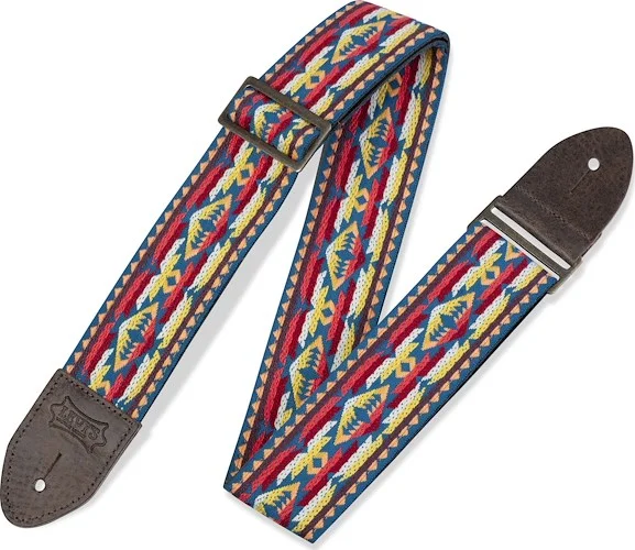 2” woven guitar strap with Western - Red & Yellow motif