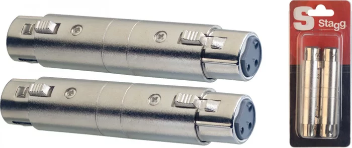 2x Female XLR/ female XLR adaptor in blister packaging