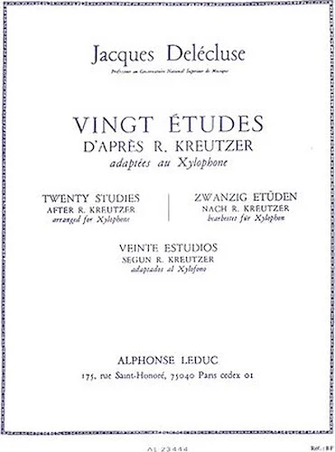 20 Etudes D'apres Kreutzer Adaptees Pour Xylophone (percussion Solo)