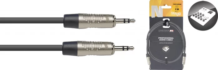 N series audio cable, mini jack/mini jack (m/m), stereo, 2 m (6')