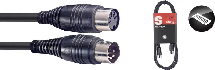 MIDI cable, DIN/DIN (m/f), 2 m (6'), metal connectors