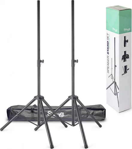 Metal speaker stand pair with folding legs