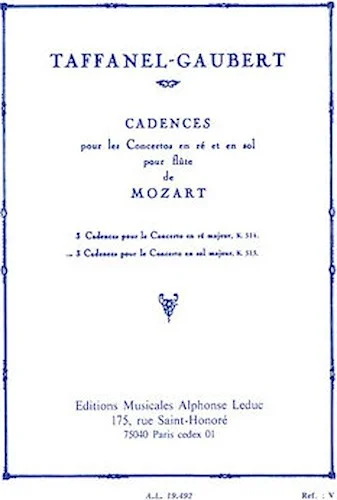 3 Cadences For Mozart's Flute Concerto In G Major