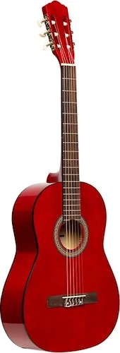 3/4 classical guitar with linden top, red