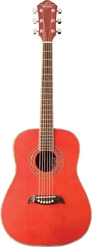 Oscar Schmidt OG1TR-A 3/4 Dreadnought Acoustic Guitar. Trans Red