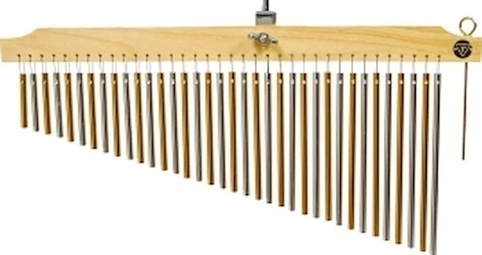 36 Chrome and Gold Chimes with Natural Finish Wood Bar