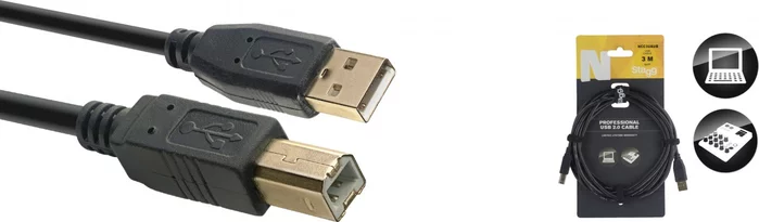 USB 2.0 cable, USB A/USB B (m/m), 3 m (10')