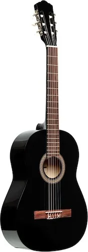 4/4 classical guitar with linden top, black