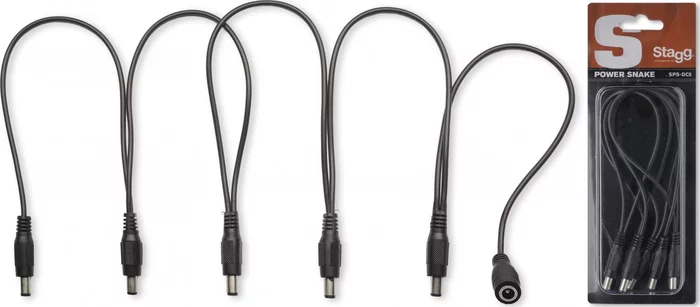 Power cable for 5 effects pedals, DC/DC (m/f, 5/1), black