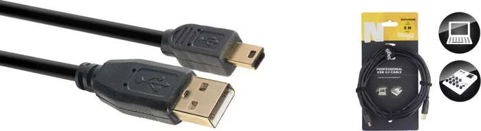 USB 2.0 cable, USB A/mini USB B (m/m), 5 m (16')