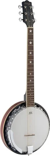 6-string Deluxe Bluegrass Banjo with metal pot, guitar headstock & tuning