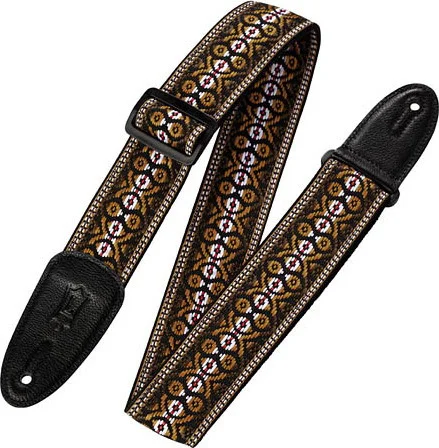 '60s Hootenanny Jacquard Weave Guitar Strap - Brown, Black & Yellow - Print Series - Model M8HT