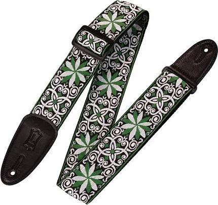 '60s Hootenanny Jacquard Weave Guitar Strap - Floral Green - Print Series - Model M8HT