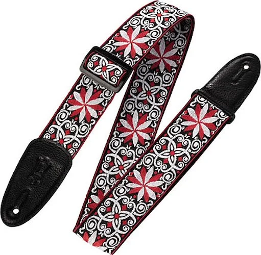 '60s Hootenanny Jacquard Weave Guitar Strap - Floral Red - Print Series - Model M8HT