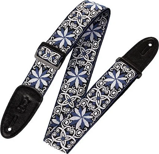 '60s Hootenanny Jacquard Weave Guitar Strap - Floral Blue - Print Series - Model M8HT