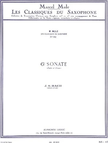 6th Sonata - Saxophone Classics No. 92