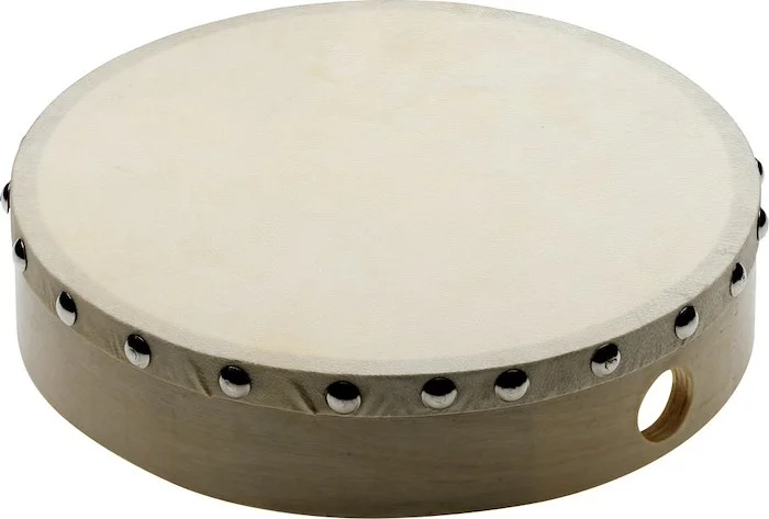 8" pre-tuned wooden hand drum with rivetted skin