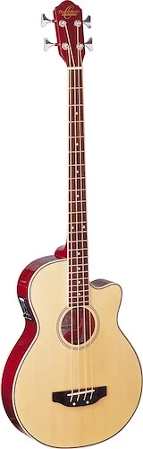 Oscar Schmidt OB100N-A Acoustic Electric Bass. Natural Spruce