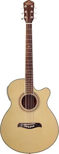 Oscar Schmidt OG10CEN-A Folk Cutaway Acoustic Electric Guitar. Natural Spruce