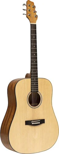Acoustic dreadnought guitar, spruce, natural finish