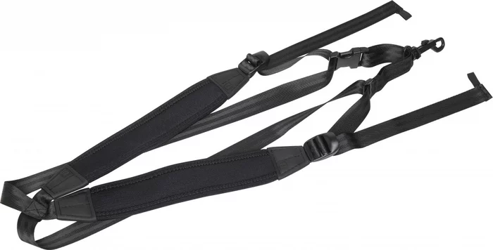 Fully-adjustable saxophone harness with soft shoulder padding, black Image
