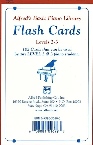 Alfred's Basic Piano Library: Flash Cards, Levels 2 & 3: 102 Cards That Can Be Used by Any Level 2 & 3 Piano Student