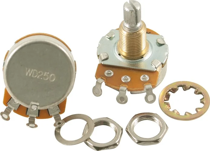 Alpha Potentiometer 250 kohm - Audio Taper - Split Shaft - Standard Bushing (100)