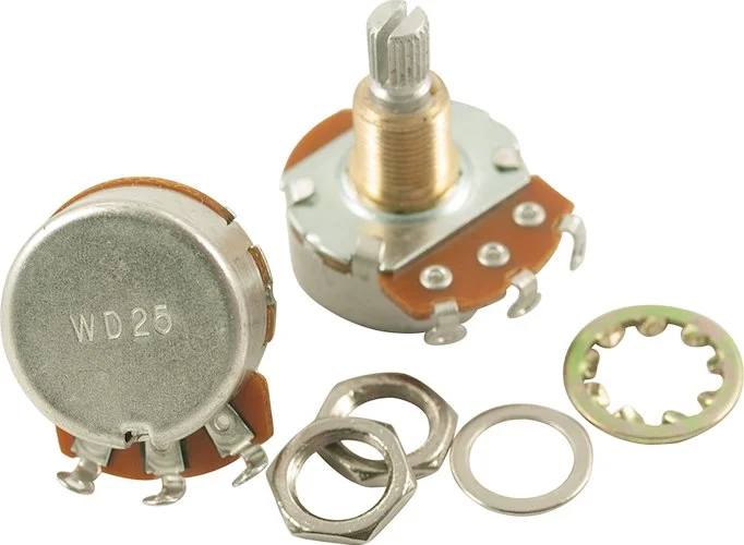 Alpha Potentiometer 25 kohm - Audio Taper - Split Shaft - Standard Bushing (1)