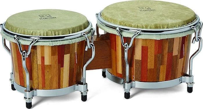 Artesano Professional Bongos - Mohena and Requia, Natural Woodblock Pattern