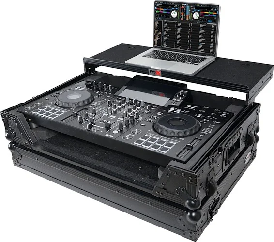 ATA Style DJ Controller Case for Pioneer XDJ-RX3 RX2 Case with Laptop Shelf and Wheels | Black Finish