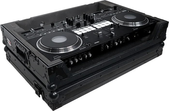 ATA Style Flight Case for Pioneer DDJ-REV7 DJ Controller with Wheels and 1U Rackspace Black Finish