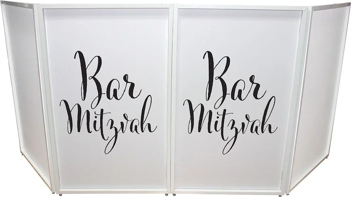 Bar Mitzvah Facade Enhancement Scrim - Black Script on White | Set of Two