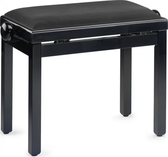 Highgloss black piano bench with black smooth velvet top